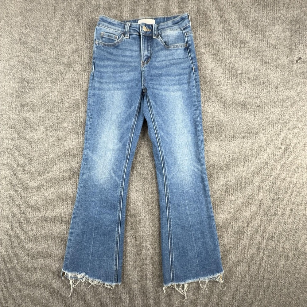 Vervet Jeans Womens 25 Medium Wash Mid Rise Straight Crop Frayed Hem Denim